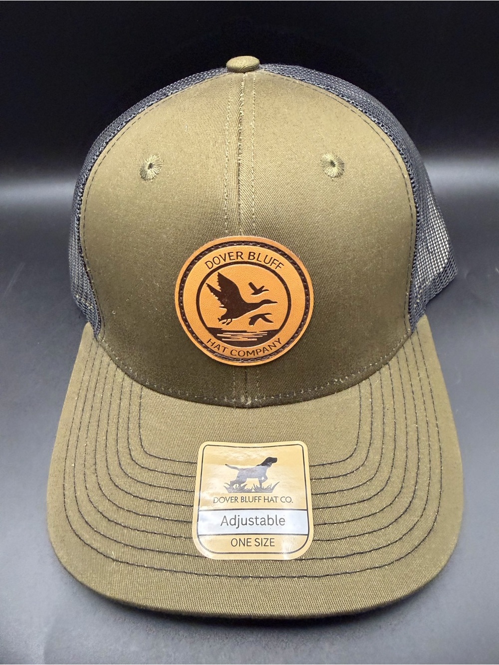 Olive Trucker Hat with Black Mesh